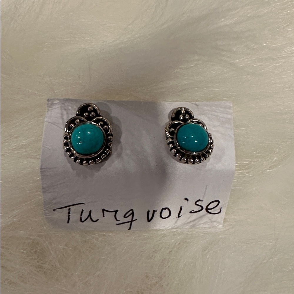 Turquoise and Sterling Silver Stud Earrings